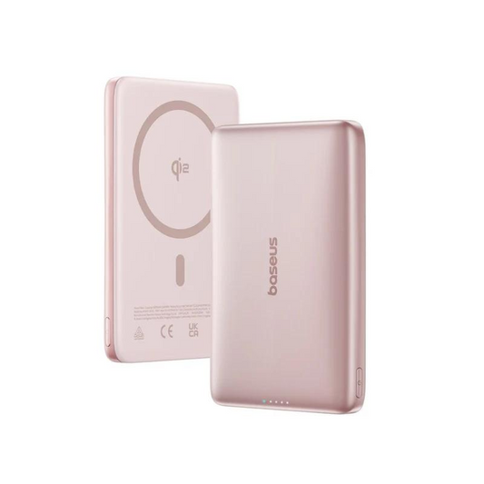 Externí bezdrátová baterie Baseus PicoGo AM41, 10000mAh, 27W, PD + FQI, 1 x QI - 1 x USB-C, Růžová E0027202