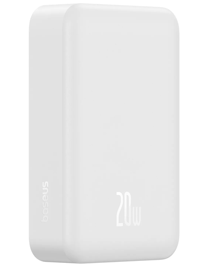 Bezdrátová externí baterie Baseus EnerFill FM41 Mini, 20000mAh, 20W, PD + FQI, 1 x QI - 1 x USB-C, bílá E0027U01