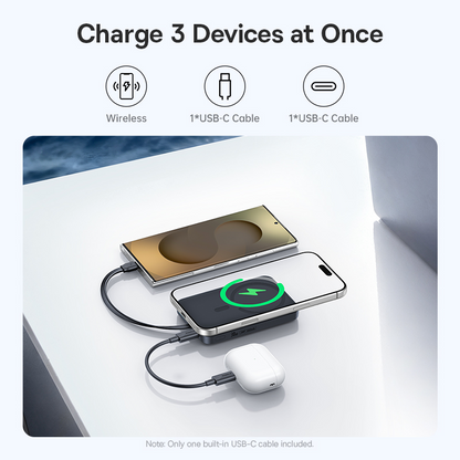 Bezdrátová powerbanka Baseus EnerFill FM11, 10 000 mAh, 30 W, PD + FQI, 1× QI – 2× USB-C, černá E0028904
