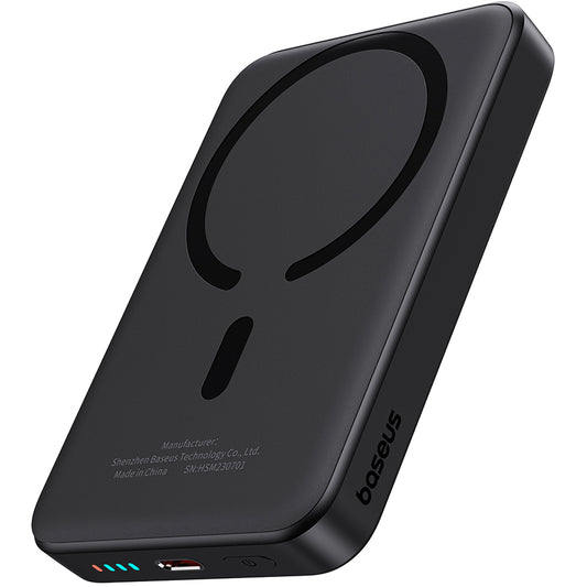 Externí bezdrátová baterie Baseus Magnetic Mini, 10000mAh, 20W, PD + FQI, 1 x QI - 1 x USB-C, Černá P10059001113-00