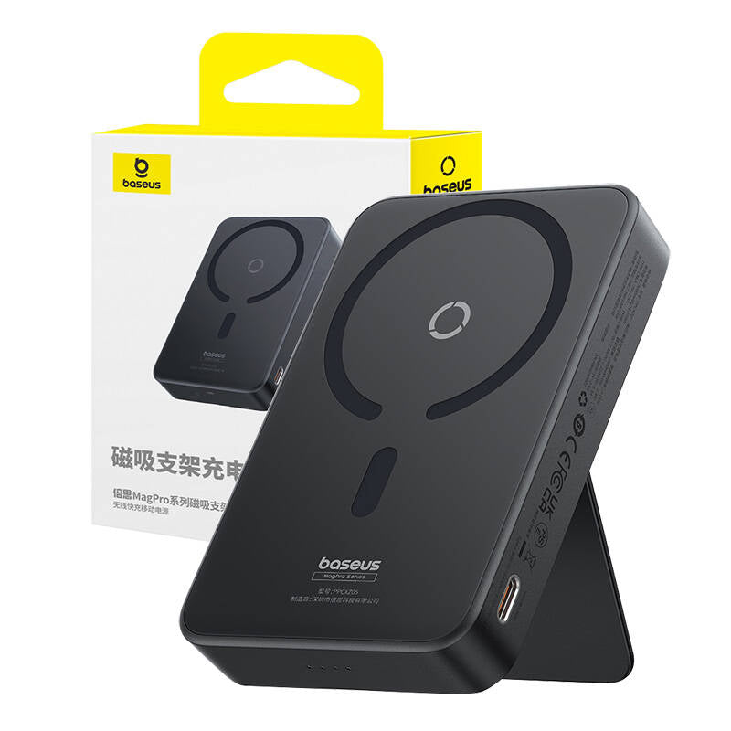 Bezdrátová externí baterie Baseus MagPro PPCXZ05, 5000mAh, 20W, PD + FQI, 1 x QI - 1 x USB-C, Černá P10064101123-00