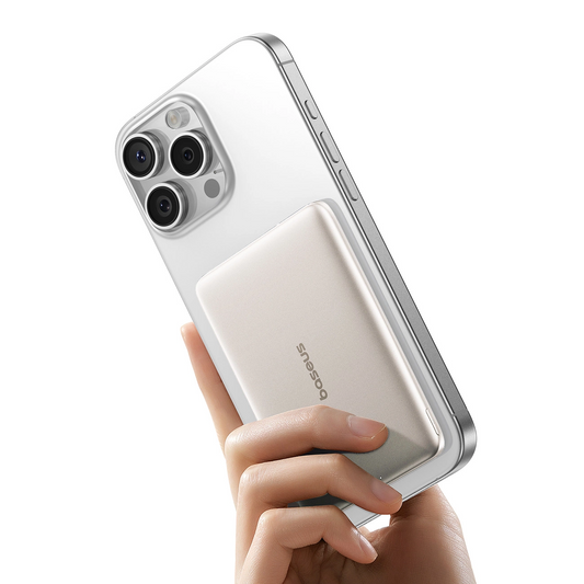 Bezdrátová externí baterie Baseus PicoGo AM41, 5000mAh, 20W, PD + FQI, 1 x QI - 1 x USB-C, Béžová