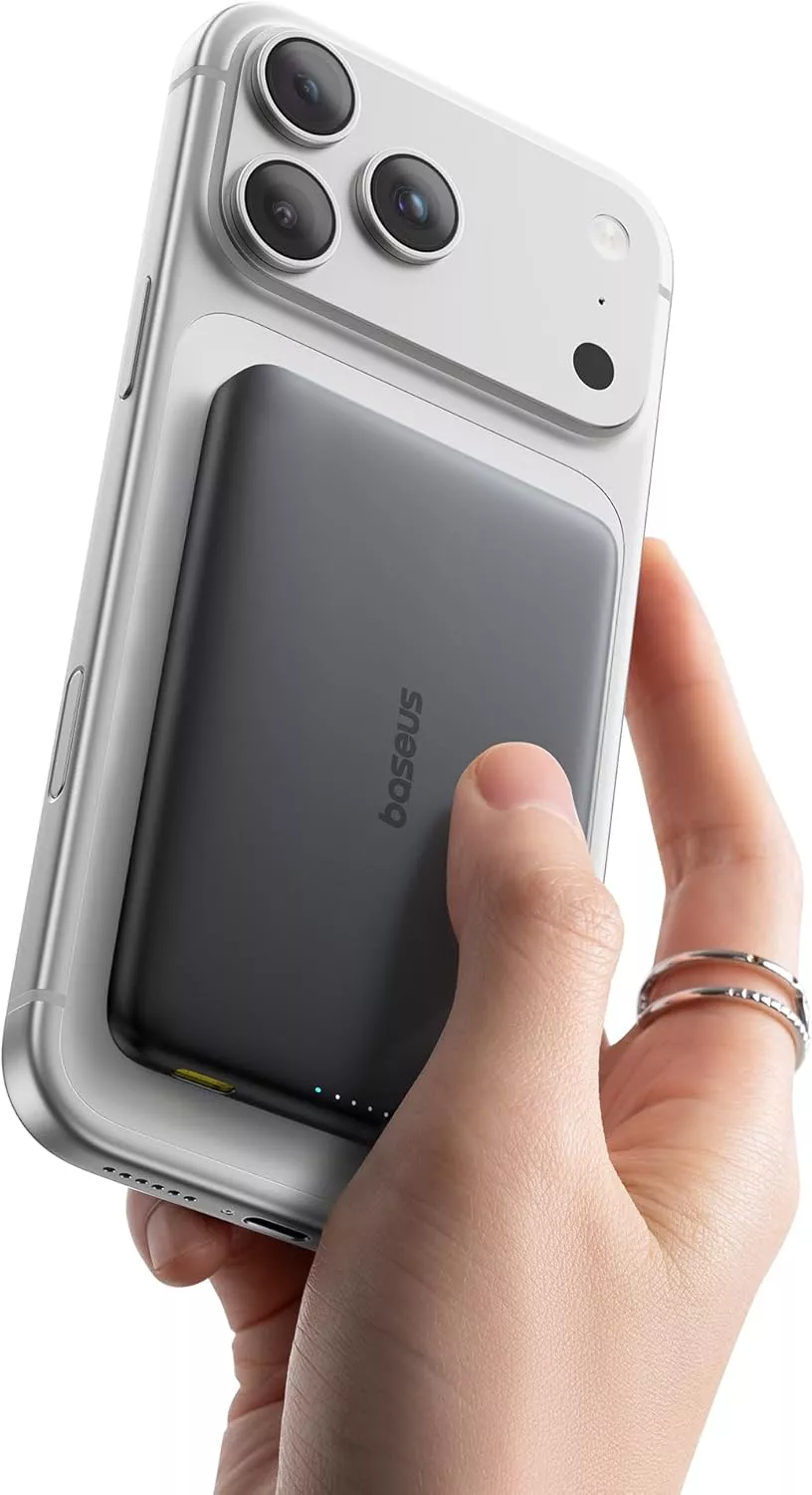 Bezdrátová externí baterie Baseus PicoGo AM41, 10000mAh, 27W, PD + FQI, 1 x QI - 1 x USB-C, Černá E0027201