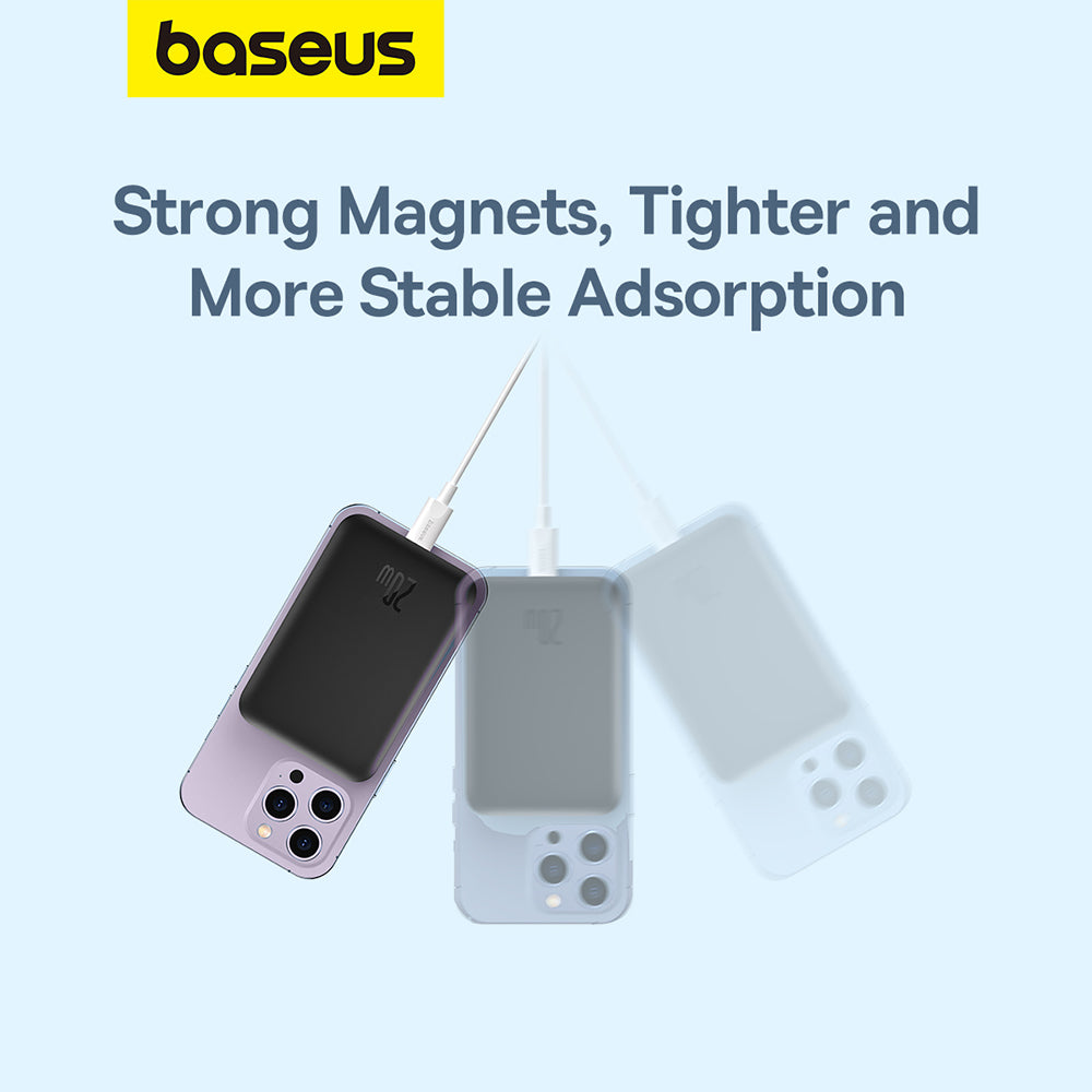 Bezdrátová externí baterie Baseus Mini Air, 6000mAh, 20W, PD + FQI, 1 x QI - 1 x USB-C, černá P10059002113-00