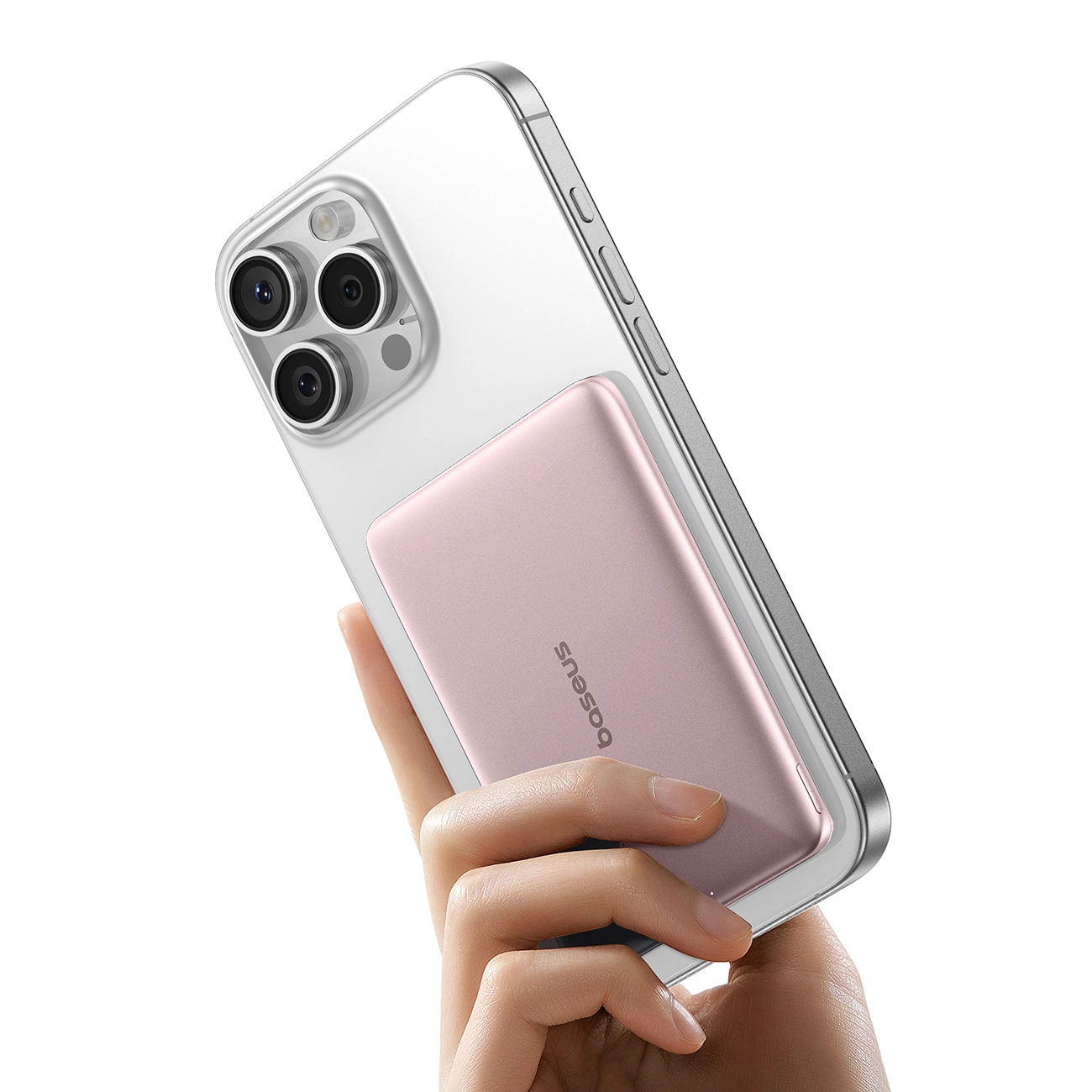 Externí bezdrátová baterie Baseus PicoGo AM41, 5000mAh, 20W, PD + FQI, 1 x QI - 1 x USB-C, Růžová