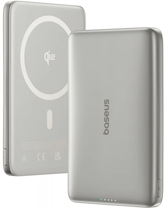 Bezdrátová externí baterie Baseus PicoGo AM41, 10000mAh, 27W, PD + FQI, 1 x QI - 1 x USB-C, béžová E0027203