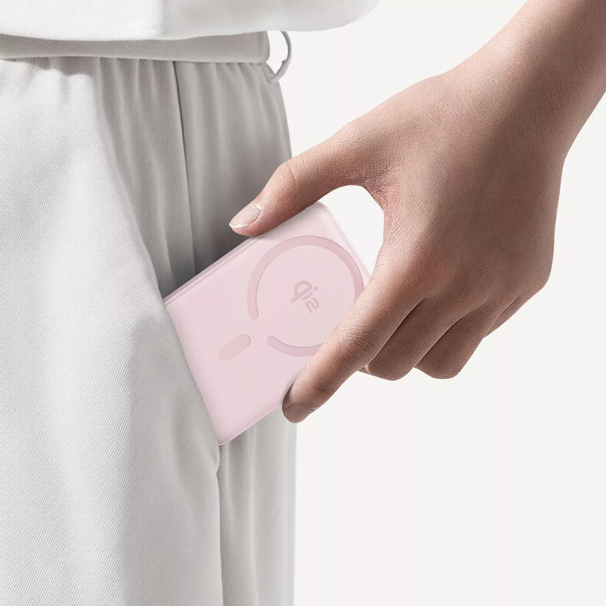Bezdrátová externí baterie Baseus Enerfill FM12, 10000mAh, 22.5W, PD + FQI, 1 x QI - 1 x USB-C, Růžová E0028502