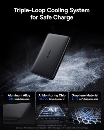 Bezdrátová externí baterie Baseus PicoGo AM41, 10000mAh, 27W, PD + FQI, 1 x QI - 1 x USB-C, Černá E0027201