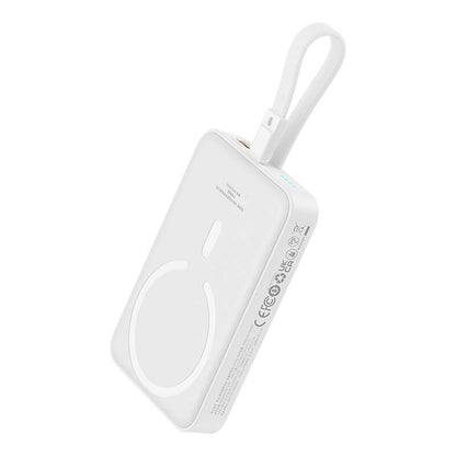 Baseus Magnetic Mini Wireless External Battery, 10000mAh, 20W, PD + FQI, 1 x Lightning - 1 x QI - 1 x USB-C, White P10022109223-00