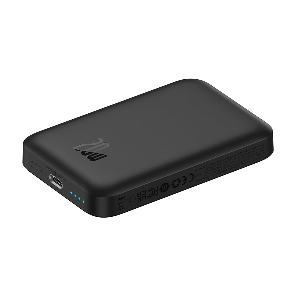 Bezdrátová externí baterie Baseus Mini Air, 6000mAh, 20W, PD + FQI, 1 x QI - 1 x USB-C, černá P10059002113-00