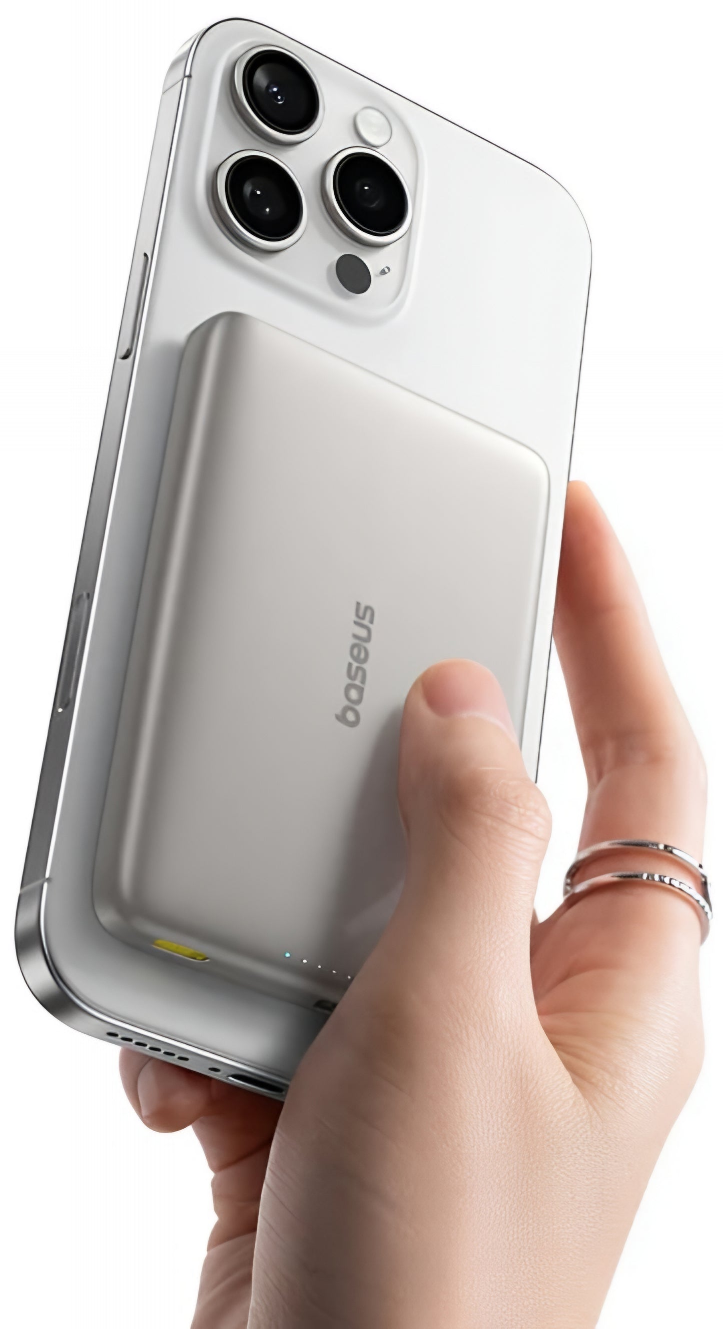Bezdrátová externí baterie Baseus PicoGo AM41, 10000mAh, 27W, PD + FQI, 1 x QI - 1 x USB-C, béžová E0027203