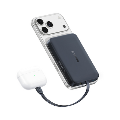 Bezdrátová powerbanka Baseus EnerFill FM11, 10 000 mAh, 30 W, PD + FQI, 1× QI – 2× USB-C, černá E0028904