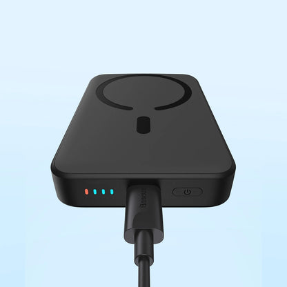 Externí bezdrátová baterie Baseus Magnetic Mini, 10000mAh, 20W, PD + FQI, 1 x QI - 1 x USB-C, černá PPCX070001