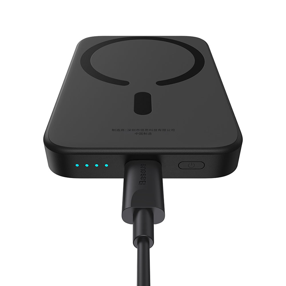 Bezdrátová externí baterie Baseus Mini Air, 6000mAh, 20W, PD + FQI, 1 x QI - 1 x USB-C, černá P10059002113-00