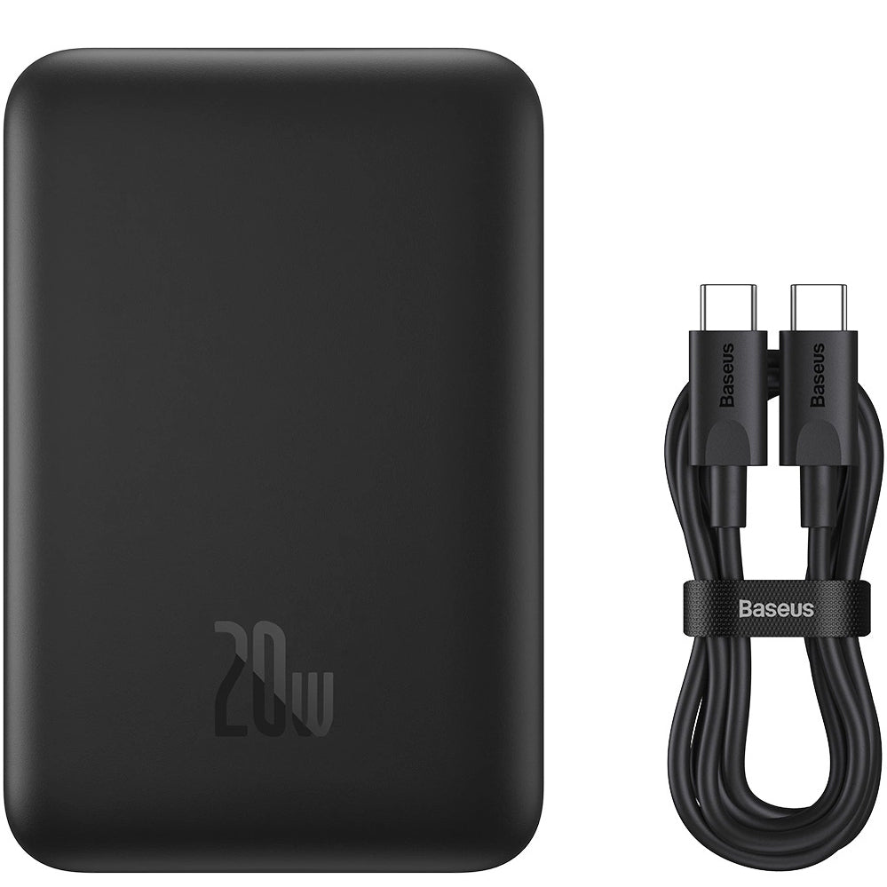 Externí bezdrátová baterie Baseus Magnetic Mini, 10000mAh, 20W, PD + FQI, 1 x QI - 1 x USB-C, černá PPCX070001