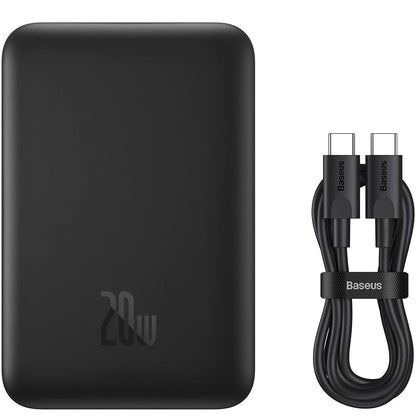 Externí bezdrátová baterie Baseus Magnetic Mini, 10000mAh, 20W, PD + FQI, 1 x QI - 1 x USB-C, černá PPCX070001