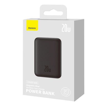 Externí bezdrátová baterie Baseus Magnetic Mini, 10000mAh, 20W, PD + FQI, 1 x QI - 1 x USB-C, černá PPCX070001