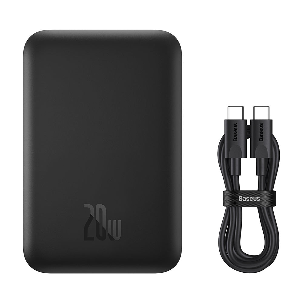 Bezdrátová externí baterie Baseus Mini Air, 6000mAh, 20W, PD + FQI, 1 x QI - 1 x USB-C, černá P10059002113-00