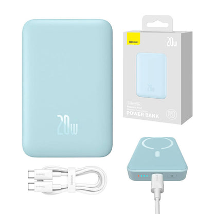 Externí bezdrátová baterie Baseus Magnetic Mini, 10000mAh, 20W, PD + FQI, 1 x QI - 1 x USB-C, Modrá PPCX110103