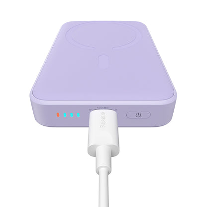 Externí bezdrátová baterie Baseus Magnetic Mini, 10000mAh, 20W, PD + FQI, 1 x QI - 1 x USB-C, Fialová PPCX110105