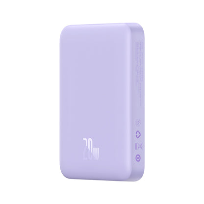 Externí bezdrátová baterie Baseus Magnetic Mini, 10000mAh, 20W, PD + FQI, 1 x QI - 1 x USB-C, Fialová PPCX110105