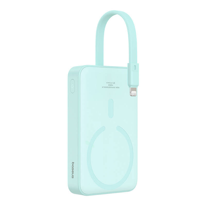 Externí bezdrátová baterie Baseus Magnetic Mini, 10000mAh, 20W, PD + FQI, 1 x Lightning - 1 x QI - 1 x USB-C, zelená P10022109333-00