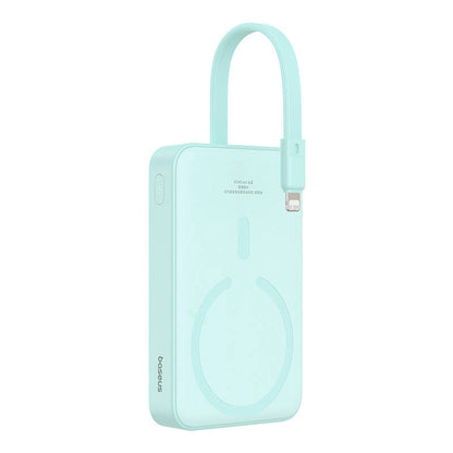 Externí bezdrátová baterie Baseus Magnetic Mini, 10000mAh, 20W, PD + FQI, 1 x Lightning - 1 x QI - 1 x USB-C, zelená P10022109333-00