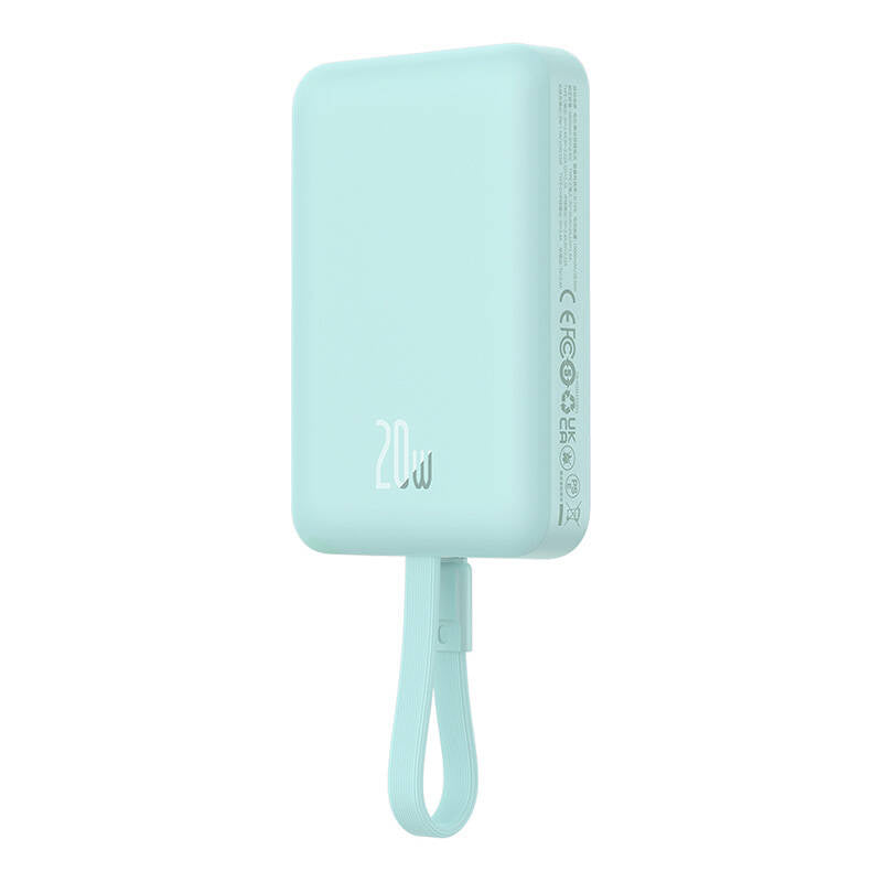 Externí bezdrátová baterie Baseus Magnetic Mini, 10000mAh, 20W, PD + FQI, 1 x Lightning - 1 x QI - 1 x USB-C, zelená P10022109333-00