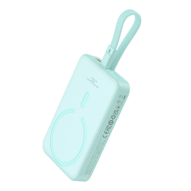Externí bezdrátová baterie Baseus Magnetic Mini, 10000mAh, 20W, PD + FQI, 1 x Lightning - 1 x QI - 1 x USB-C, zelená P10022109333-00
