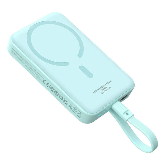 Bezdrátová externí baterie Baseus Magnetic Mini, 10000mAh, 30W, PD + FQI, 1 x Lightning - 1 x QI - 1 x USB-C, Modrá P1002210B333-00