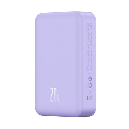 Externí bezdrátová baterie Baseus Magnetic Mini, 20000mAh, 20W, PD + FQI, 1 x QI - 1 x USB-C, Fialová PPCX150005