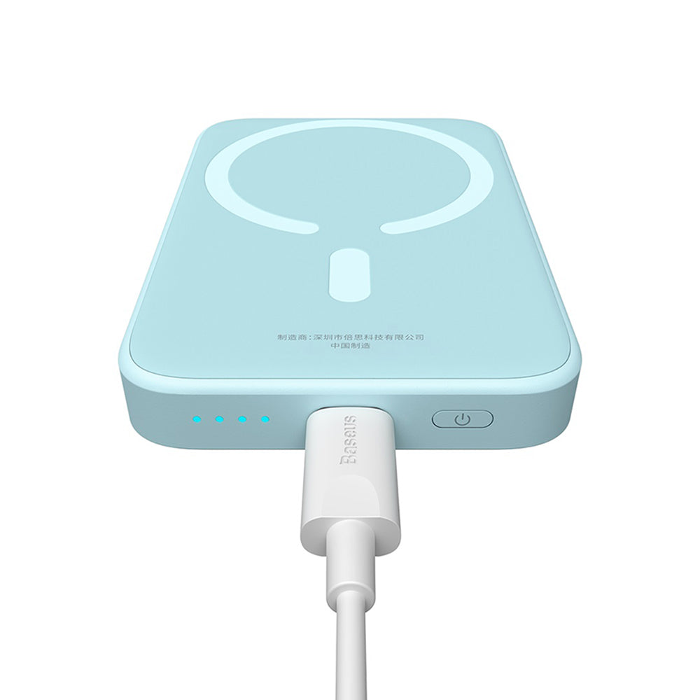 Bezdrátová externí baterie Baseus Mini Air, 6000mAh, 20W, PD + FQI, 1 x QI - 1 x USB-C, Modrá P10059002313-00