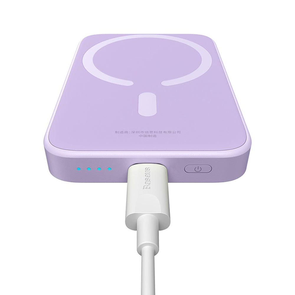 Externí bezdrátová baterie Baseus Mini Air, 6000mAh, 20W, PD + FQI, 1 x QI - 1 x USB-C, Fialová P10059002513-00