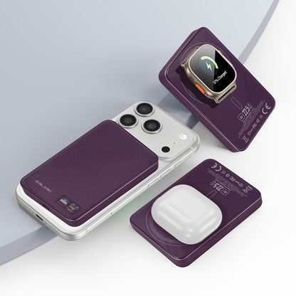 Bezdrátová powerbanka Blavec BJ-04 Slim, 10000 mAh, 22,5 W, PD + FQI, 1× QI – 1× USB-C, fialová