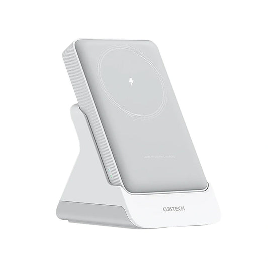 Bezdrátová externí baterie Cuktech WPB100N, 10000mAh, 20W, PD + FQI, 1 x QI - 1 x USB-C, bílá CKWPB100NGLGR