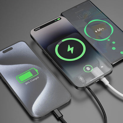 Externí bezdrátová baterie Dudao K14S+, 10000mAh, 22.5W, QC + PD + FQI, 1 x QI - 1 x USB-A - 1 x USB-C, Černá