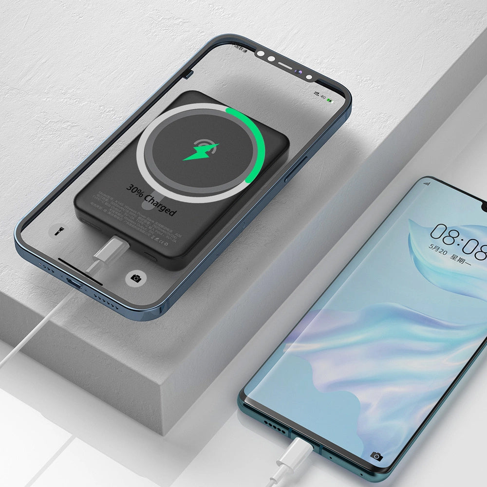 Externí bezdrátová baterie Dudao K14S, 5000mAh, 10W, PD + QI, 1 x QI - 1 x USB-C, Černá