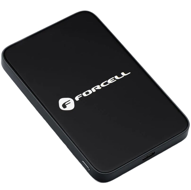 Externí bezdrátová baterie Forcell F5K8, 5000mAh, 15W, PD + FQI, 1 x QI - 1 x USB-C, Černá