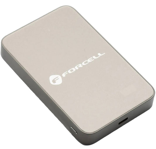 Bezdrátová externí baterie Forcell F10K8, 10000mAh, 15W, PD + FQI, 1 x QI - 1 x USB-C, Zlatá