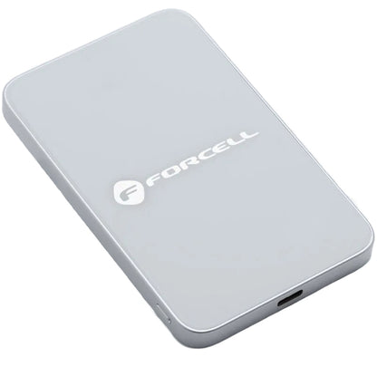 Externí bezdrátová baterie Forcell F5K8, 5000mAh, 15W, PD + FQI, 1 x QI - 1 x USB-C, Bílá