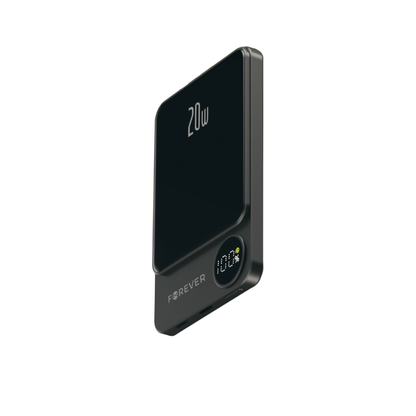 Bezdrátová externí baterie Forever MATB-200, 5000mAh, 20W, PD + FQI, 1 x QI - 1 x USB-C, černá