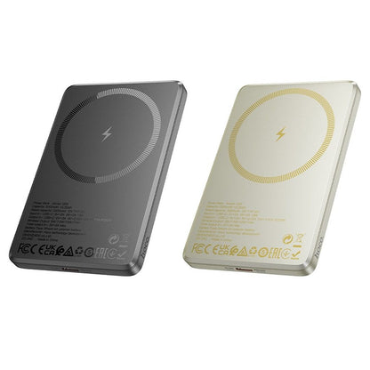 Bezdrátová externí baterie HOCO Q26, 5000mAh, 20W, PD + FQI, 1 x QI - 1 x USB-C, Šedá