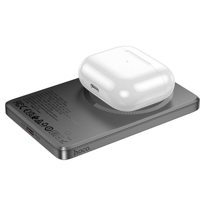 Bezdrátová externí baterie HOCO Q26, 5000mAh, 20W, PD + FQI, 1 x QI - 1 x USB-C, Šedá