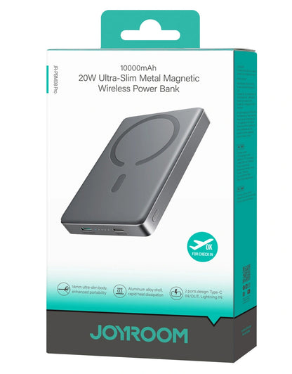 Bezdrátová externí baterie Joyroom JR-PBM08 Pro, 10000mAh, 22,5W, PD + FQI, 1 x QI - 2 x USB-C, šedá