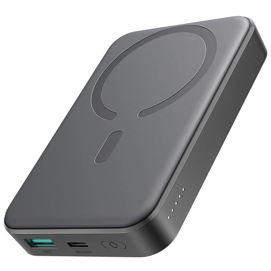 Joyroom JR-W020 Wireless External Battery, 10000mAh, 20W, QC + PD + FQI, 1 x QI - 1 x USB-A - 1 x USB-C, Black