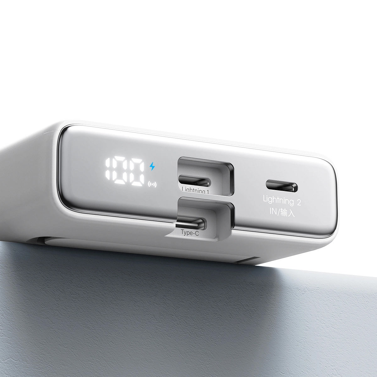 Bezdrátová externí baterie Joyroom JR-PBM01, 10000mAh, 20W, QC + PD + FQI, 1 x Lightning - 1 x QI - 1 x USB-C, Bílá