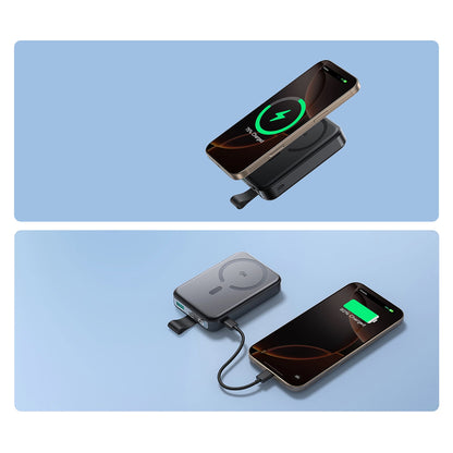 Externí bezdrátová baterie Joyroom JR-PBM11, 10000mAh, 22.5W, QC + PD + FQI, 1 x QI - 1 x USB-A - 1 x USB-C, Černá