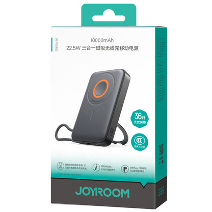 Bezdrátová externí baterie Joyroom JR-PBM02, 10000mAh, 22.5W, PD + FQI, 1 x QI - 2 x USB-C, černá