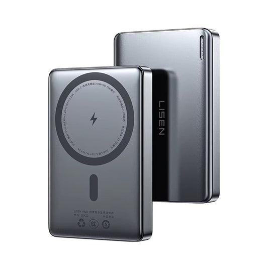 Bezdrátová externí baterie Lisen L601 Pro, 10000mAh, 27W, PD + FQI, 1 x QI - 1 x USB-C, Šedá YL0325100009