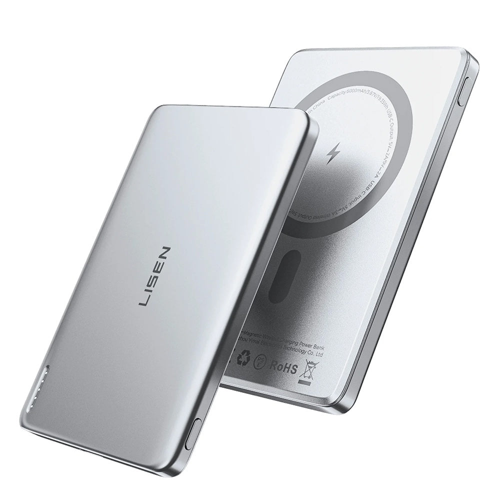 Bezdrátová externí baterie Lisen L601 Pro, 5000mAh, 22,5W, PD + FQI, 1 x QI - 1 x USB-C, šedá YL0325090011